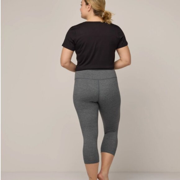 Wool& Summit Crop Leggings | Merino Wool Base Layer | Size L Gray Heather 7/8" - Picture 5 of 7